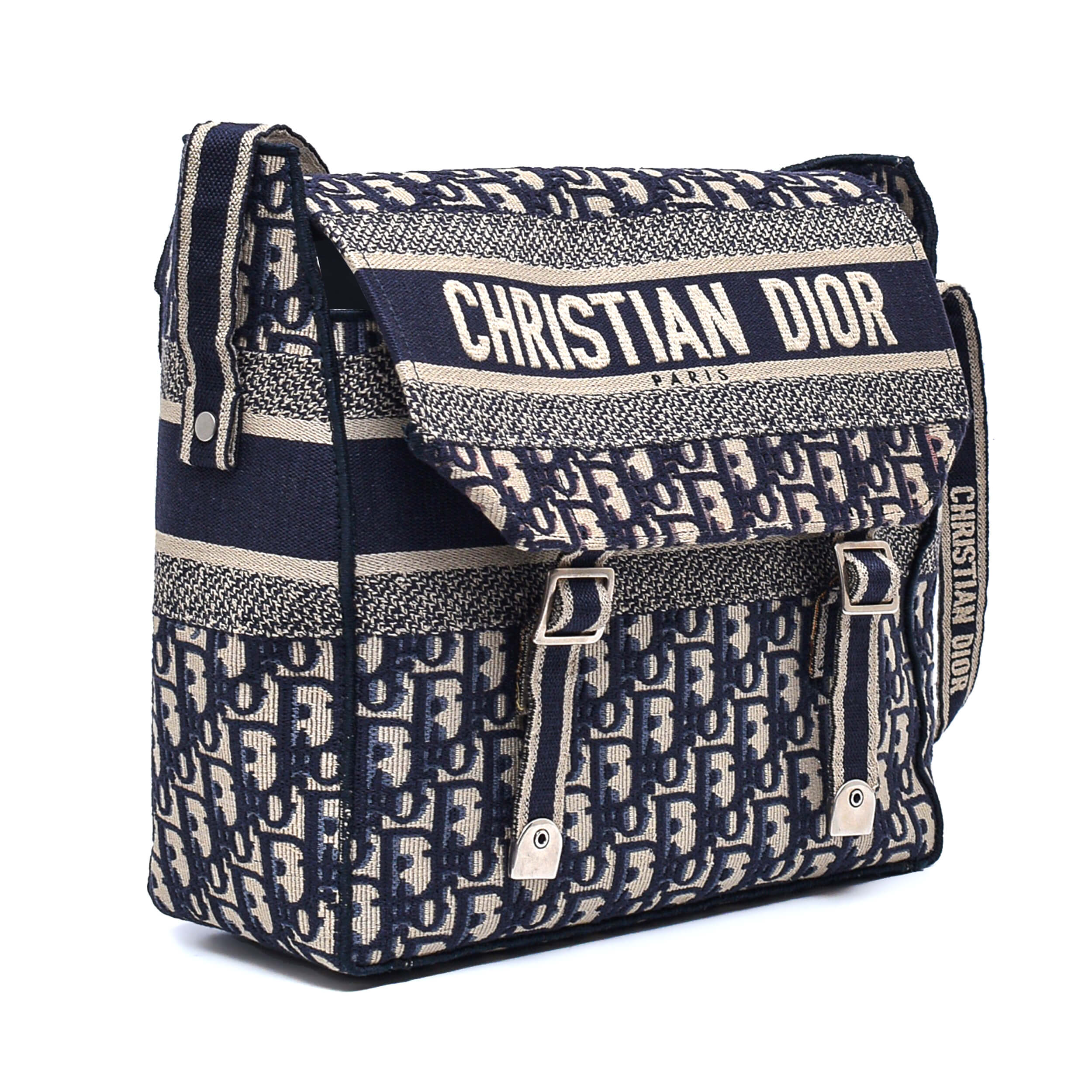 Christian Dior - Navy Blue Oblique Canvas Signature Logo Diorcamp Bag